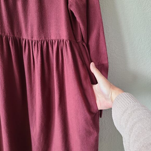 NWT Madewell Boho Festival Dress Large Western Eyelet Ruffle Embroidery Burgundy - Picture 6 of 16